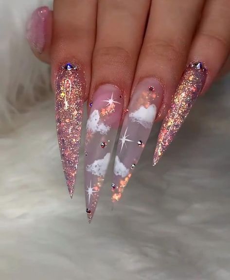 30 Sparkling Glitter Nail Designs That Are Trending Right Now Nail Designs, Ongles, Pretty Nails, Luxury Nails, Swag Nails, Fire Nails, Stiletto Nails Designs, Glam Nails, Dope Nails