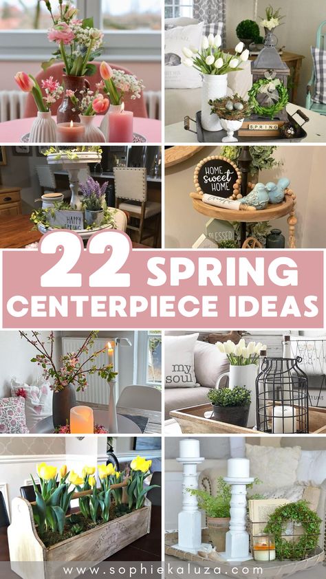 22 spring centerpiece ideas for your home, rustic spring decor Decoration, Spring Table Decorations Diy, Spring Centerpieces Diy, Spring Table Decor, Easter Dining Table Decor, Easter Centerpieces Diy, Easter Coffee Table Decor, Farmhouse Centerpiece Ideas, Spring Centerpiece