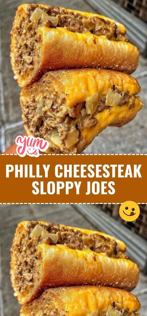 Experience the best of both worlds with Philly Cheesesteak Sloppy Joes. All the deliciousness of a cheesesteak, now in a messy and delightful sandwich form. #SloppyJoes #PhillyCheesesteak #SandwichLove Philly Cheesesteak Sloppy Joes, Philly Cheese Steak Sandwich, Philly Cheese Steak Sandwich Recipe, Philly Cheese Steak Sandwich Recipe Easy, Philly Cheesesteaks, Philly Cheese Steak Sliders, Philly Steak Sandwich, Philly Cheese Steak, Cheese Steak Sandwich