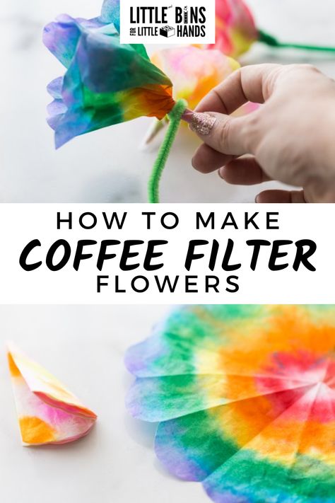 What’s nicer than a fresh bouquet of flowers? How about a homemade bouquet of flowers made with STEAM (Science + Art)! Easy coffee filter flowers are the perfect craft for summer, or any time of the year. Find out how to make flowers out of coffee filters. Ideas, Spring Crafts, Canada, Pre K, Coffee Filter Flowers Diy, Coffee Filter Crafts, Spring Flower Crafts, Coffee Crafts, Spring Crafts Preschool