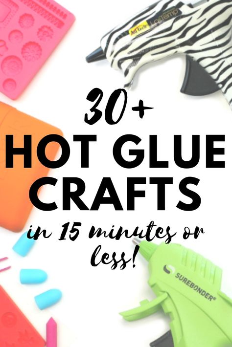 Over 30 hot glue crafts that you can make in 15 minutes or less! Great ideas for using your hot glue gun! #hotglue #gluegun #crafts #diy Diy, Crafts With Hot Glue, Diy Glue Gun Crafts, Hot Glue Gun Diy, Glue Gun Projects, Glue Gun Diy, Glue Gun Crafts, Glue Guns, Glue Crafts