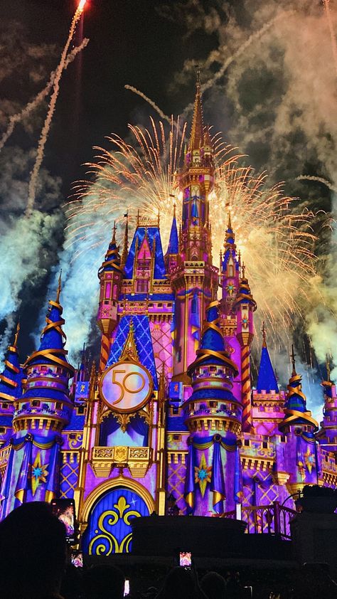 at the 50th celebration #fireworks #disneyworld #disney #florida #castle Disney, Disneyland, Orlando, Disney World Trip, Downtown Disney, Disneyland Fireworks, Disney World Fireworks, Disney World Vacation, Disney World Castle