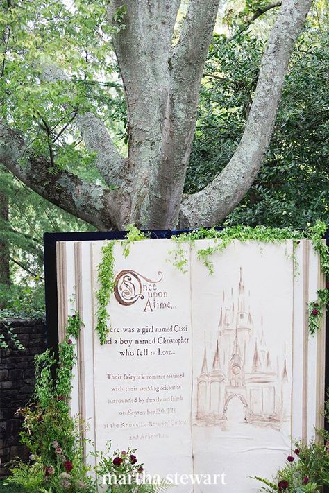 Create a photo booth that is a representation of your fairy-tale wedding day. This bride designed this life-size book backdrop complete with the appropriate phrase, "Once upon a time." #weddingideas #wedding #marthstewartwedding #weddingplanning #weddingchecklist Ideas, Dream Wedding, Wonderland, Daughters, Fairytale Wedding, Fairy Tale Wedding, Fairytale Decor, Enchanted Wedding, Fairytale Aesthetic