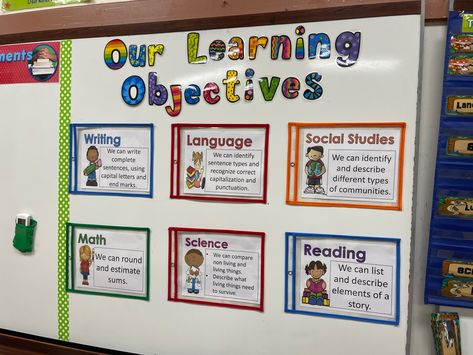 Suits, Bulletin Boards, Learning Objectives Display, Objective Bulletin Board, Classroom Objectives, Learning Objectives, Teaching Ideas, Learning Targets, Objectives Board