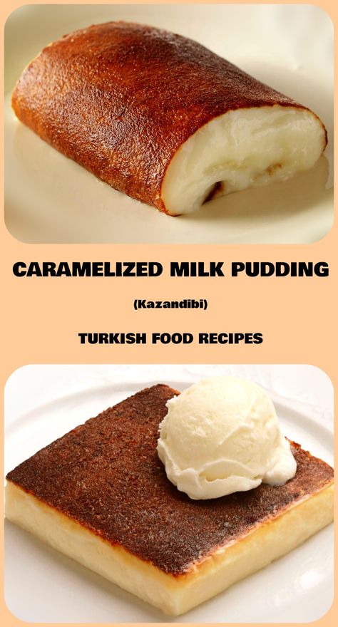 CARAMELIZED MILK PUDDING - KAZANDIBI - TURKISH FOOD CHEF Desert Recipes, Dessert, Cake, Pudding, Pasta, Desserts, Paleo, Yummy Food, Turkish Desserts