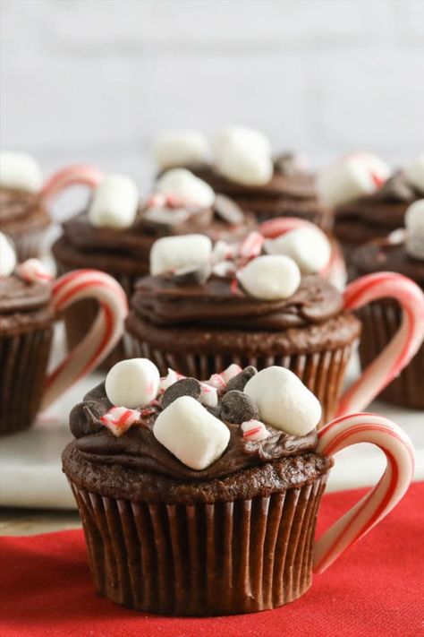 Dessert, Cupcakes, Desserts, Muffin, Snacks, Hot Chocolate Cupcakes, Christmas Hot Chocolate, Hot Cocoa Bar, Candy Cane Dessert