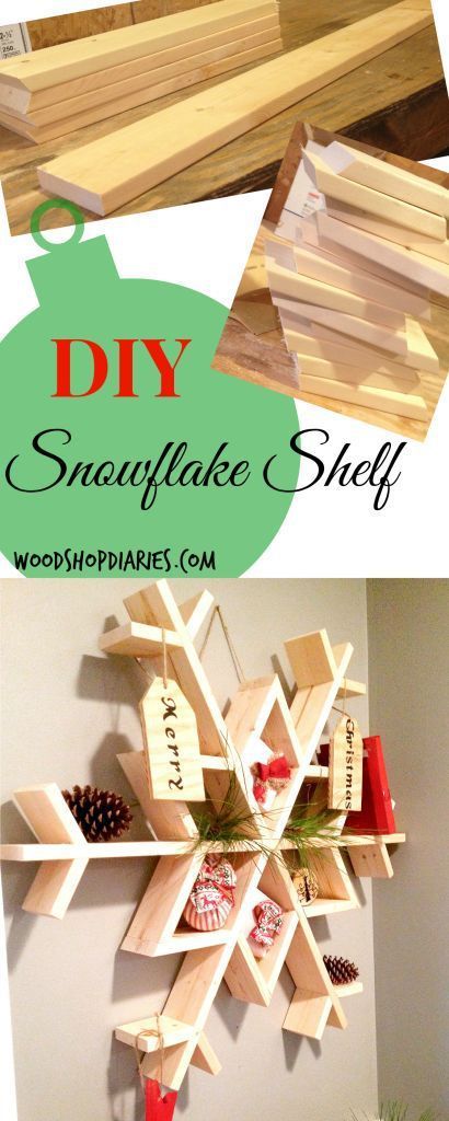 Super simple DIY snowflake shelf--Easy holiday project can be made with just a few tools--Woodshop Diaries Wood Projects For Beginners, Snow Flakes Diy, Wooden Snowflakes, Learn Woodworking, Simple Holidays, Diy Decoração, Diy Pallet Projects, Simple Diy, Easy Woodworking Projects