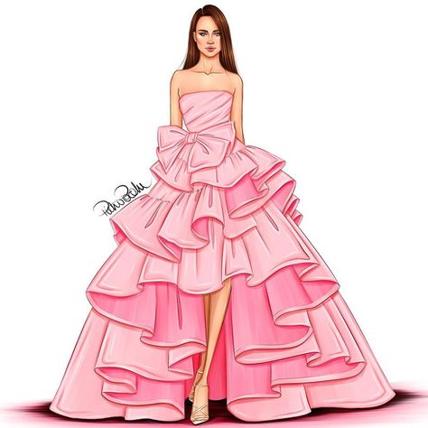 Pietro’s Fashion Illustration sur Instagram : Shades of Pink 💕 @oscardelarenta Had so much fun illustrating this one ✨ Illustrators, Models, Croquis, Outfits, Sketches Dresses, Fashion Drawing, Art Dress, Fashion Drawing Dresses, Dress Drawing