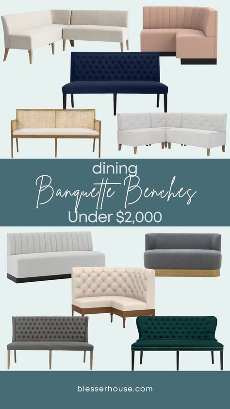 Banquette bench seating is trending big in eat-in kitchens and dining nooks lately! Learn all about banquettes and where to buy them for all price points. | Bless'er House