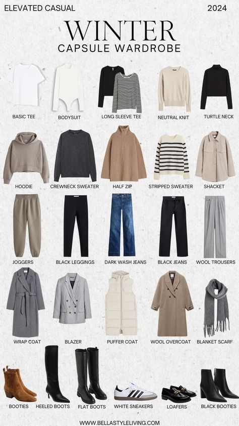 winter capsule wardrobe 2024 Casual, Winter Outfits, Capsule Wardrobe, Outfits, Winter Travel Wardrobe, Winter Capsule Wardrobe Travel, Winter Wardrobe Essentials, Travel Capsule Wardrobe, Winter Wardrobe