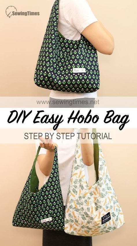 Easy Hobo Bag Tutorial 💖 DIY 2 Size Shoulder Bag Pattern Drawing Diy Slouch Bag, How To Make Shopping Bags Fabrics, Market Bag Sewing Pattern, Beginning Sewing Projects For Kids, Free Easy Sewing Patterns For Beginners, Beginner Sewing Projects Easy Free Pattern, Sew Tote Bag Pattern, Hobo Bag Tutorials, Hobo Bag Patterns