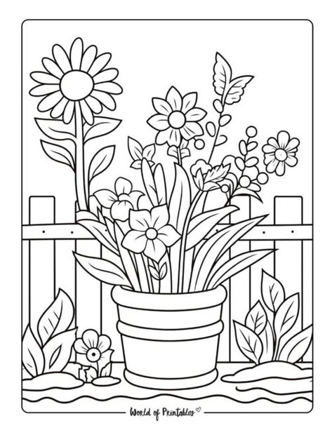 Garden Coloring Pages - World of Printables Crafts, Art, Colouring Pages, Garden Coloring Pages, Spring Coloring Pages, Printable Flower Coloring Pages, Flower Colouring Pages, Coloring Pages Nature, Summer Coloring Pages
