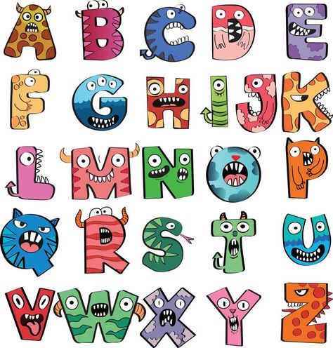 Cartoon Vector Illustration of Funny animals and monster Capital Letters Alphabet for Children Education Doodle Art, Cartoon Letters, Cartoon Font, Animal Letters, Alphabet Clipart, Doodle Alphabet, Character Letters, Abc Monsters, Animal Alphabet