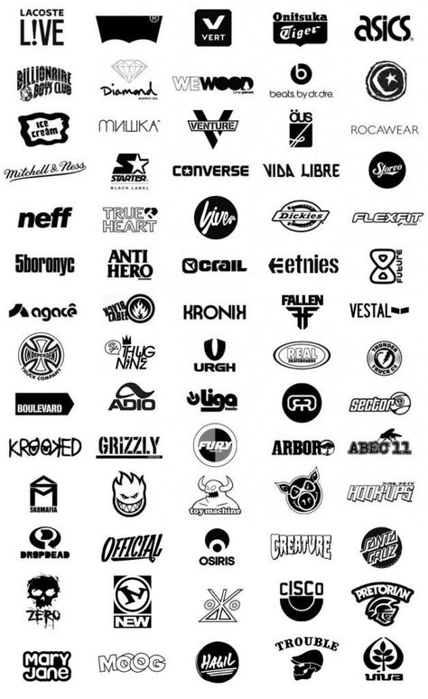 skateboard brands                                                                                                                                                                                 More Logos, Sports Brand Logos, Logo Inspiration, Logo Design Inspiration, Logo Fonts, Logo Branding, Sports Logo, ? Logo, Brand Logo