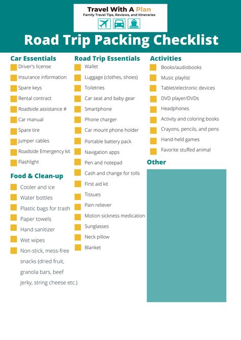 Travel Packing, Travel Packing Checklist, Packing Tips For Travel, Packing List For Travel, Road Trip Packing List, Packing List For Vacation, Road Trip Packing, Road Trip Necessities, Packing Checklist