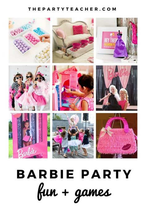 Barbie, Barbie Games To Play, Barbie Party Games, Barbie Birthday Party Games, Barbie Invitations, Barbie Party Decorations, Barbie Games, Barbie Theme Party, Barbie Kids