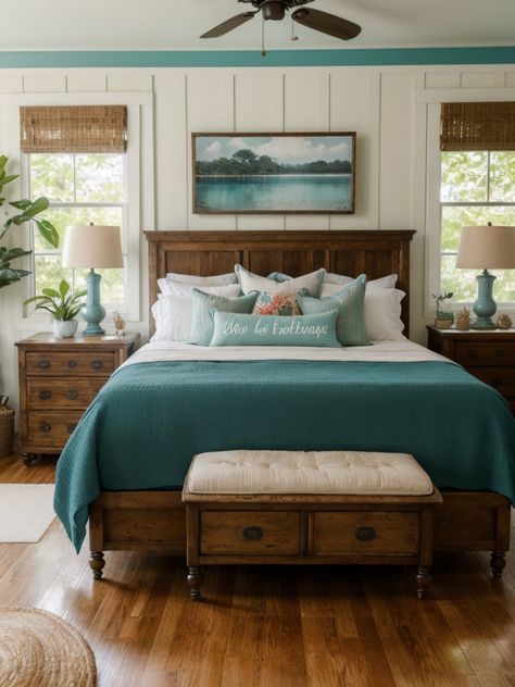 Escape to the Tropics with Teal Bedroom Decor - Bedroom Inspo Maya, Design, Industrial, Teal Bedding, Seafoam Green Bedroom, Teal Bedrooms, Teal Bedroom, Teal Bedroom Decor, Bedroom Teal