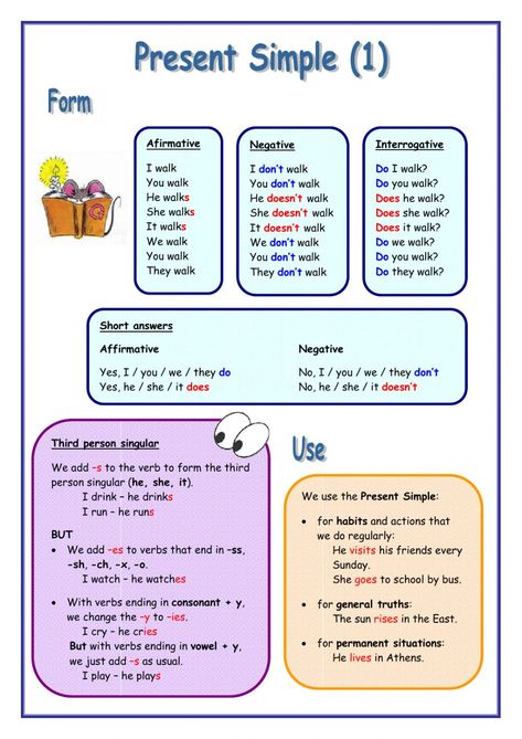 Present simple interactive exercise for pre intermediate. You can do the exercises online or download the worksheet as pdf. Simple Present Tense Worksheets, Grammar For Kids, Teaching English Grammar, English Lessons For Kids, English Language Learning, English Grammar For Kids, Teaching English, English Grammar Worksheets, Simple Present Tense