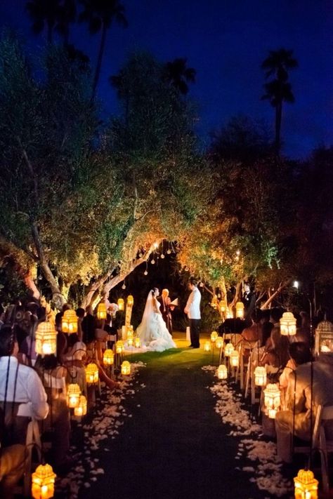 moroccan style lanterns for aisle decor - night wedding ideas Wedding Ceremony Ideas, Boda, Casamento, Bodas, Wedding Aisles, Mariage, Wedding Ceremony, Wedding Entrance, Wedding Aisle