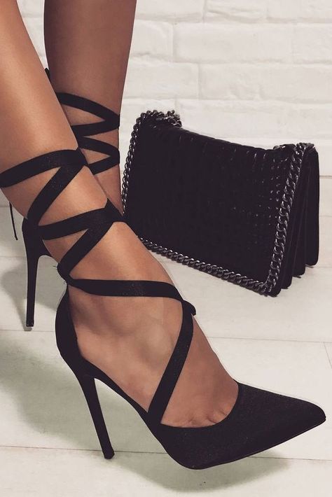 Hottest Black Strappy Heels Designs ★ See more: http://glaminati.com/black-strappy-heels-designs/ Prom Shoes, Stilettos, Clothes, Model, Outfit, Beautiful Shoes, Moda, Prom Heels, Cute Shoes