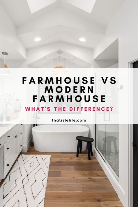 Farmhouse vs Modern Farmhouse - What's The Difference? Modern Farmhouse, Home Décor, Ideas, Design, Modern Farmhouse Laundry Room, Farmhouse Style House, Farmhouse Style Kitchen, Modern Farmhouse Family Room, Modern Farmhouse Floors