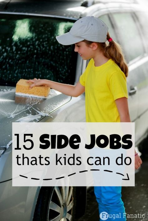 Are you trying to teach your child the value of the dollar? Check out this list of 15 side jobs that kids can do to earn some extra cash. Jobs For Teens, Chores For Kids, Kids Earning Money, Ways To Earn Money, Way To Make Money, Earn Money From Home, How To Raise Money, Side Jobs, Entrepreneur Kids