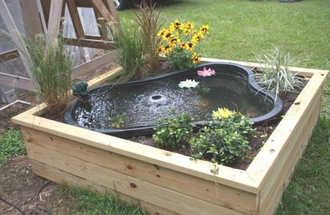 21 Container Pond Ideas | Patio Pond Ideas For Small Spaces 9 Shaded Garden, Back Garden Landscaping, Patio Pond, Backyard Patio, Backyard Landscaping, Backyard Water Feature, Backyard Garden, Garden Pond Design, Large Backyard