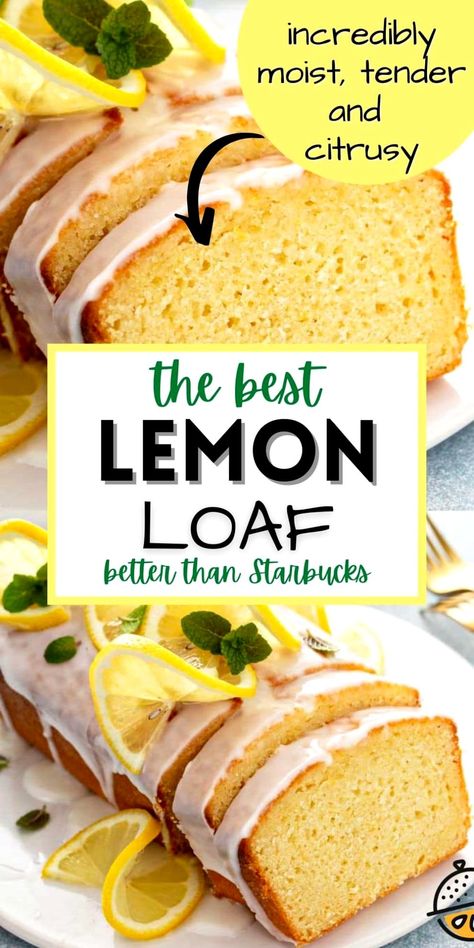 This Lemon Loaf Cake drizzled with a sweet and tart lemon glaze has a tender buttery crumb and is full of bright citrus flavor. Cake, Pastel, Desserts, Fruit, Mini Desserts, Dessert, Lemon Bread Recipes, Lemon Loaf Recipe, Lemon Pound Cake Recipe