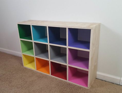 Rainbow Mini Cube Shelf: 4 Steps (with Pictures) Ikea, Child's Room, Diy Furniture, Kid Room Decor, Toy Rooms, Rainbow Dresser, Playroom, Kids Room, Kids Playroom