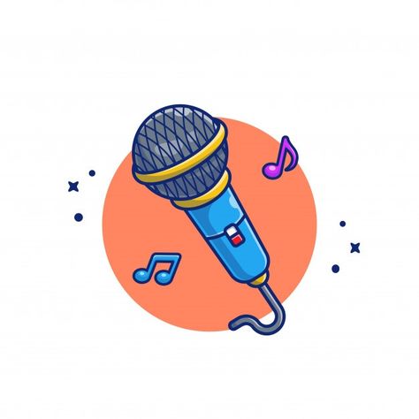 Microphone with music notes cartoon icon... | Premium Vector #Freepik #vector #music #cartoon #microphone #notes Technology Icon, Vector Icons, Microphone Icon, Background Patterns, Logo Collection, Music Logo, Music Note Logo, Concept, Microphone