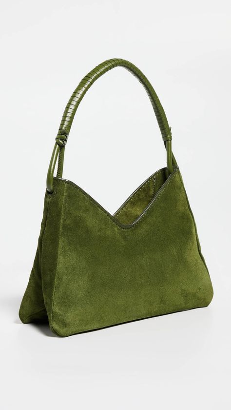 The Best Luxury Fall Fashion Items of 2023 | Who What Wear Purses, Suede Bags, Leather Bag, Statement Handbag, Shoulder Bag, Green Shoulder Bags, Suede, Spring Purses, Green Handbag