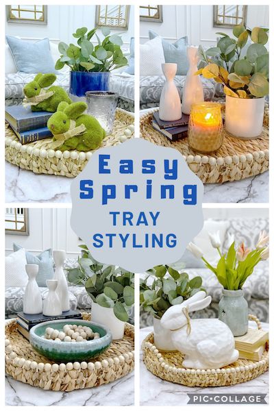 How to Style Coffee Table Decor for Spring | CuterTudor Inspiration, Diy, Design, Summer, Decoration, Home Décor, Farmhouse Coffee Table Decor, Coffee Table Tray Decor Living Rooms, Decorating Coffee Tables