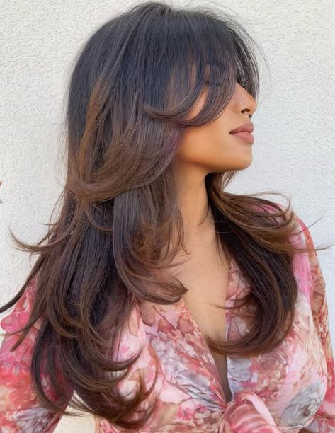 Long Butterfly Haircut with Step Layers Long Hair Styles, Layered Haircuts, Long Layered Hair, Balayage, Hair Styles, Layered Hair, Hair Lengths, Haar, Hairstyles For Thin Hair