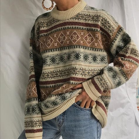 Vintage Sweaters, Ll Bean Sweater Outfit, Vintage Sweater, Vintage Jumper, Vintage Oversized Sweater, Vintage Sweater Outfit, Sweater Fashion, Vintage Knit Sweater Outfit, Vintage Knit Sweater