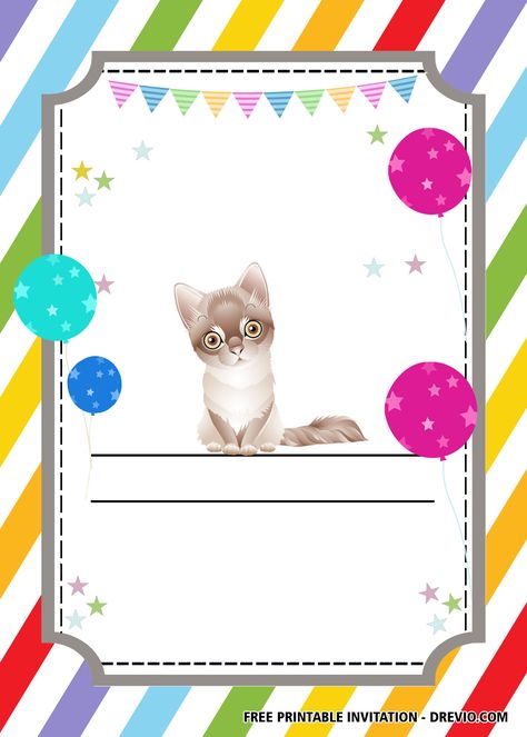 Nice FREE Printable Cat Party Invitation Templates #free #freeinvitation2019 #birthday #disney #invitations #invitationtemplates Invitations, Cat Birthday Invitations, Cat Birthday Party Invitations, Free Birthday Stuff, Free Birthday Invitations, Free Printable Invitations, Disney Invitations, Party Card, Cat Birthday Party