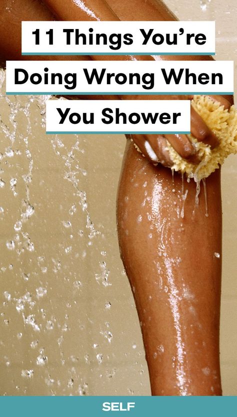 You probably don't think too much about your shower routine, but there are some mistakes that you might be making in your 15-minute bathroom time less effective or ruining your skincare regimen. Here are 11 tips and hacks to make your shower better for your skin and hair. Bath, Fitness, How To Shower Properly, Shower Routine, Shower Tips, Bath And Body Care, Bath And Body, Shower Bath, Bath Products