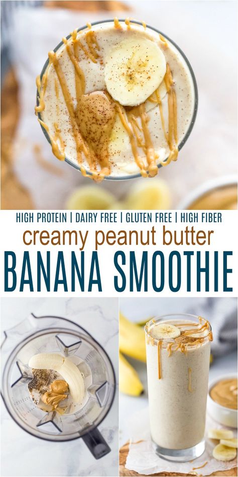 Peanut Butter Banana Smoothie Healthy, Dairy Free Smoothie, Peanut Butter Banana Smoothie Recipe, Protien Smoothies, High Protein Smoothie Recipes, Healthy Smoothie Recipe, Banana Smoothie Healthy, Dairy Free Smoothies, High Protein Smoothies