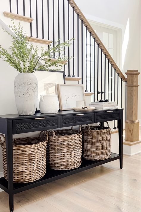 Newport, Exterior, Home Décor, Design, Entryway Console Table, Entry Table With Drawers, Mcgee And Co Entryway, Entryway Console, Baskets Under Console Table