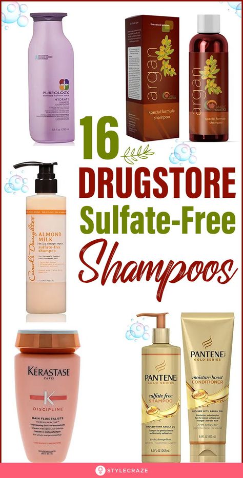 16 Best Drugstore Sulfate-Free Shampoos: Sulfate-free shampoos are easily available in markets and drugstores. It is available for all hair types too! And to make the task of finding the best one easier, we’ve compiled a list of the 16 best drugstore sulfate-free shampoos for you to choose from. #Beauty #BeautyTips #HairCare #SulfateFree #Shampoo Ideas, Diy, Good Shampoo And Conditioner, Best Hydrating Shampoo, Moisturizing Shampoo, Shampoo Without Sulfate, Best Drug Store Shampoo, Hydrating Shampoo, Sulfate Free Hair Products