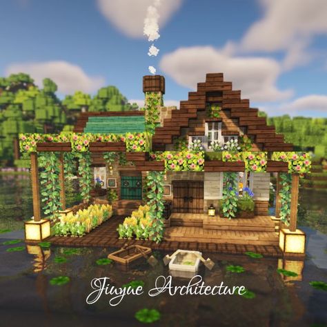 Minecraft Cottage House, Minecraft Jungle House, Minecraft Cottage, Minecraft Beach House, Minecraft Starter House, Minecraft Houses Survival, Minecraft House Designs, Minecraft House Tutorials, Minecraft Farm