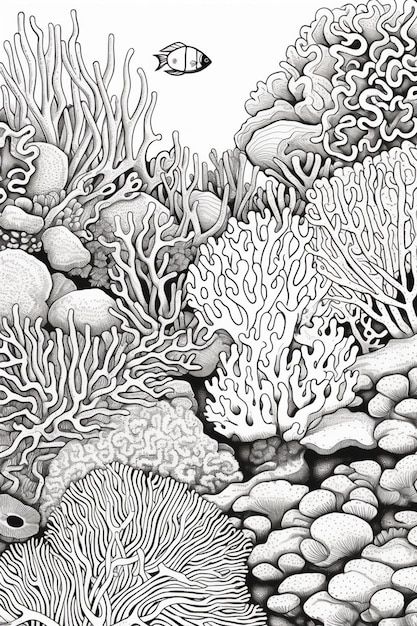 Photo a black and white drawing of coral... | Premium Photo #Freepik #photo #reef #coral #corals #coral-reef Tattoos, Coral, Coral Reef Drawing, Coral Reef Art, Ocean Illustration, Ocean Art, Coral Art, Coral Artwork, Ocean Drawing