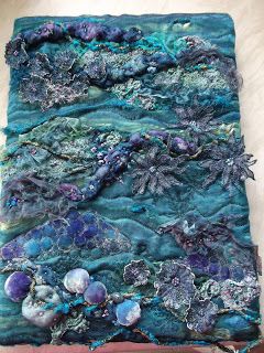 Scrumptious Textiles: City and Guilds final piece mounted Gcse Textiles Water, Seaweed Textiles, Textiles Final Piece, Textiles Layers, Beach Textiles, Ocean Textiles, Water Textiles, Textiles Samples, Wave Embroidery