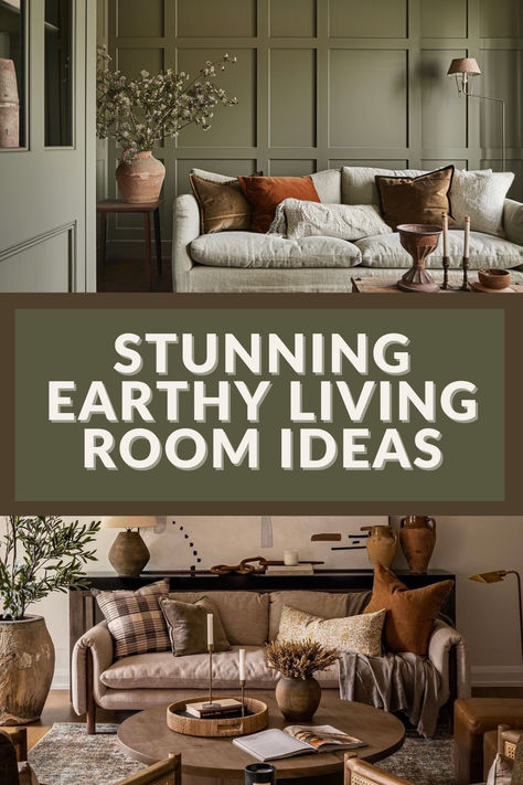 An earthy living room colour palette is stylish, yet ultra laidback. These 21 earthy living room ideas are easy to create and look amazing! Earth Tone Living Room, Earth Tone Living Room Decor, Earthy Living Room, Living Room Color Schemes, Sage Living Room, Living Room Green, Green Living Room Ideas, Living Room Colors, Living Room Ideas Olive Green