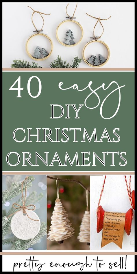 Looking for charming, homemade Christmas decorations? Here are 40 cheap & easy DIY Christmas ornaments to choose from, in farmhouse style! You'll love making these easy handmade farmhouse Christmas ornaments - any of which will looking amazing in your home! Come see how to make these beautiful rustic creations that are pretty enough to sell at craft fairs or give as gifts! Thanksgiving, Ornament, Diy, Diy Christmas Decorations For Home, Diy Christmas Ornaments Easy, Homemade Christmas Ornaments Diy, Diy Christmas Decorations Easy, Diy Christmas Ornaments, Diy Christmas Tree Ornaments