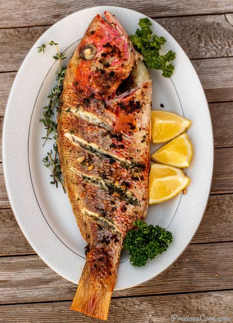 Grilled Chicken Recipes, Grilled Fish, Healthy Recipes, Grilled Red Snapper, Grilled Fish Recipes, Red Snapper Recipes Baked, Whole Red Snapper Recipes, Cooking Red Snapper, Baked Whole Fish