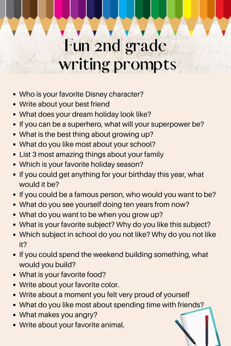 Fun 2nd grade writing prompts Summer, Art, English, Worksheets, Reading, 4th Grade Journal Prompts, 1st Grade Writing Prompts, First Grade Writing Prompts, Second Grade Writing Prompts
