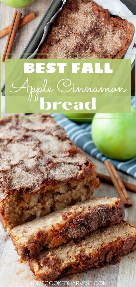 Apple Cinnamon Bread is filled with soft brown sugar, cinnamon, and chunks of fresh, juicy apple. This apple bread is a delicious, must-make fall treat. Fruit, Thanksgiving, Biscuits, Desserts, Pie, Scones, Snacks, Muffin, Cake