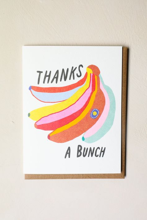 Thanks A Bunch Greeting Card Thank You Cards, York, Illustrators, Thanks A Bunch, Thank You Greeting Cards, Cute Thank You Cards, Thank U Cards, Thank You, Thank You Card Design