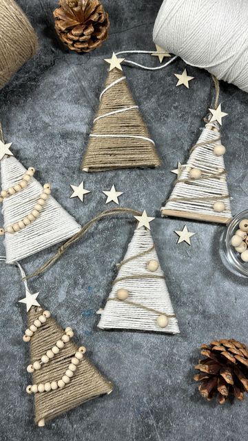 Antonia on Instagram: "Now that autumn is here, it’s time to start making Christmas ornaments! These rustic tree ornaments are super easy to make and require few supplies..wood sticks, beads, string, and glue. #diyornaments #diychristmas #rusticdecor #rusticornaments #christmastreeornaments #crafting #holidaycrafting #holidaycrafts #christmascrafts #diycrafting #diydecoration #ornaments #handcrafts #handcraftedornaments #woodornaments #easydiycrafts #christmasdecorating #handmadeholidays #handma Diy, Crafts, Diy Christmas Tree Ornaments, Diy Christmas Ornaments, Wood Christmas Ornaments, Handmade Christmas Decorations, Christmas Ornaments To Make, Diy Christmas Tree, Christmas Tree Crafts