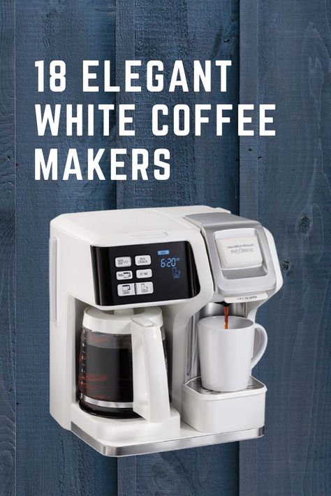White coffee makers are fresh and positive and that’s how they will make you feel when you see them each morning. They will accent your kitchen with additional simplicity and cleanliness. White is the color of sincerity, light, and brilliance. Bringing that color into your kitchen will definitely brighten up your home. Since you’re going to look at your coffee maker on a daily basis make sure it’s not a boring black or stainless steel but instead a color that you enjoy seeing. #coffee Fresh, Coffee Machine, Dessert, Modern Coffee Makers, Latte Coffee Maker, White Coffee, Coffee Accessories, Best Coffee Maker, Coffee House